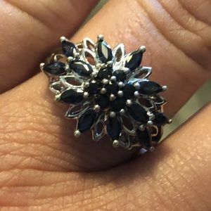 Sapphire and sterling silver ring